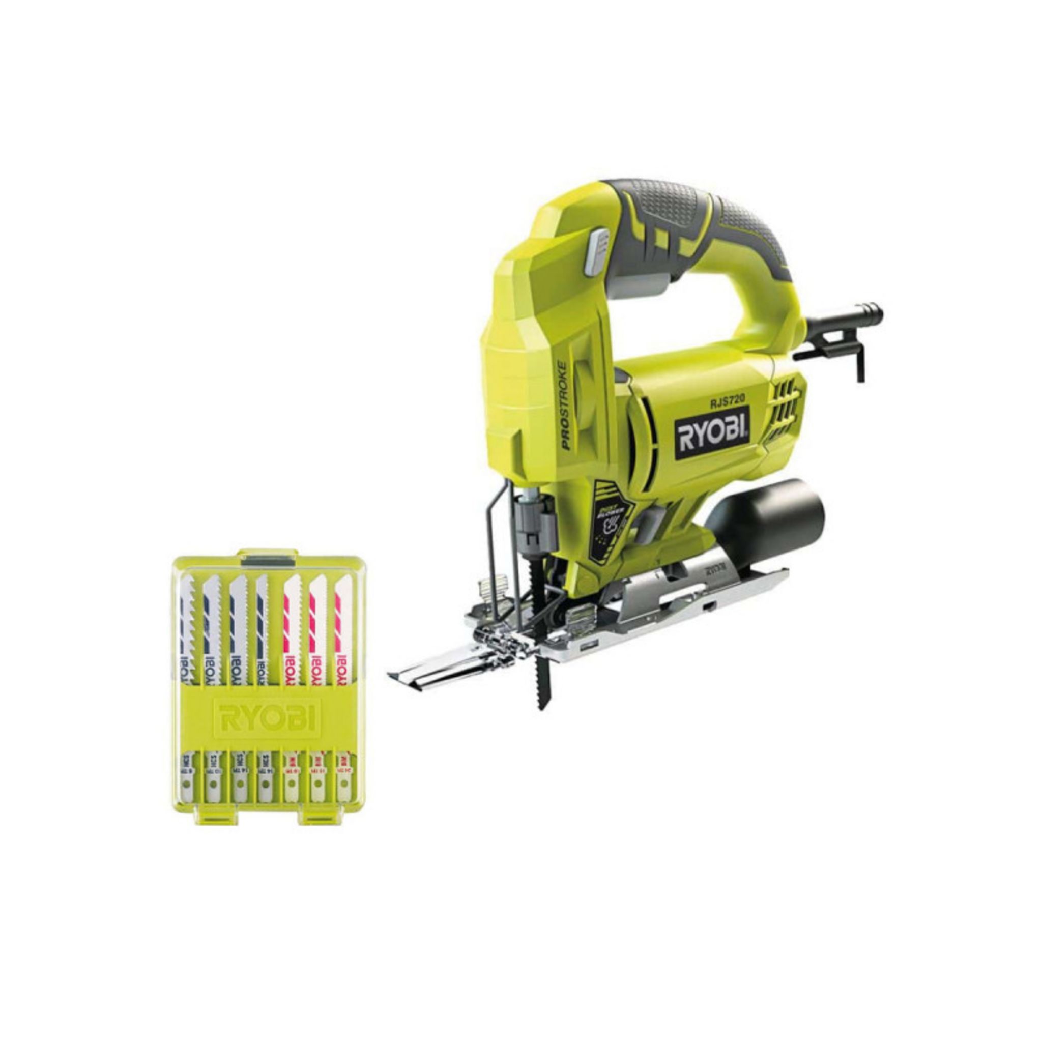 Ryobi Pack RYOBI Scie sauteuse électrique 500W RJS720-G - Coffret de 10  lames RAK10JSB pas cher 