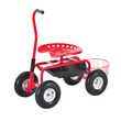 2 en 1 tabouret pivotant chariot mobile de jardin charge max. 150 Kg rouge et noir