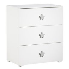 BABY PRICE Commode à langer 3 tiroirs NEW BASIC Boutons Etoile Gris