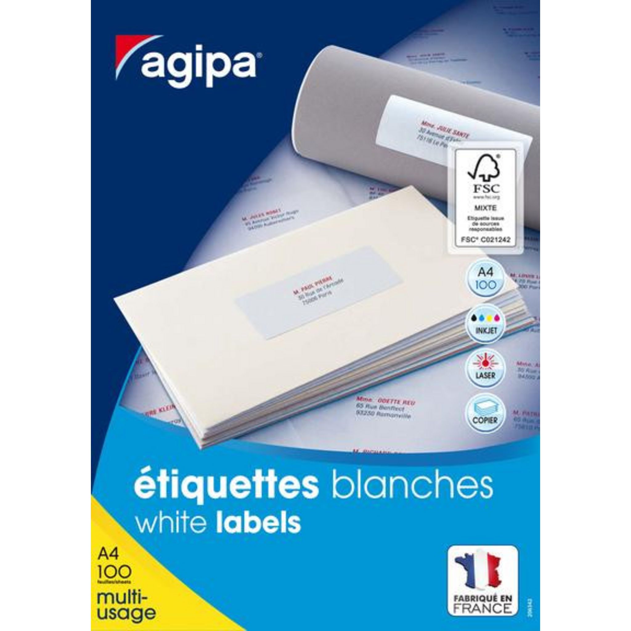 Étiquettes Adhésives Multi3/, 210 x 148mm, 100 Feuilles - Apli