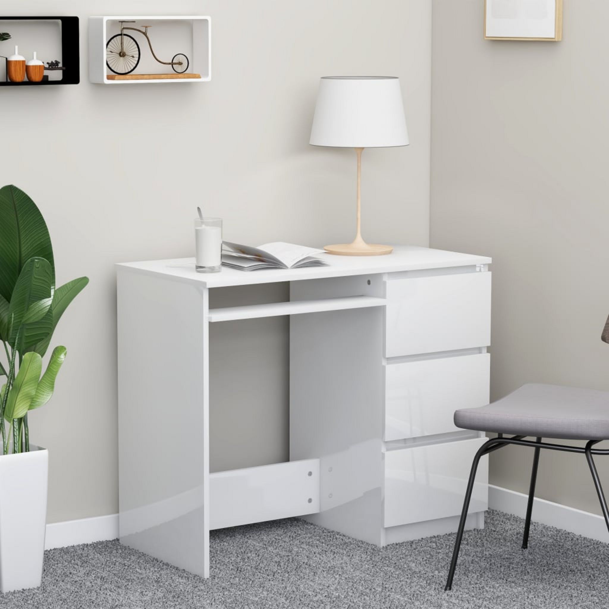 vidaXL Bureau Blanc 90x45x76 cm Aggloméré au meilleur prix