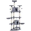 PAWHUT Arbre à chat multi-équipement griffoirs 2 niches 2 hamacs plateformes boules suspendues corde peluche grise