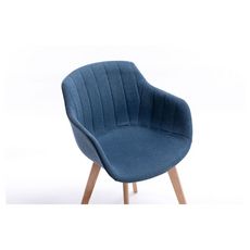 Lot de 2 chaises avec accoudoirs et pieds hêtre naturel LISON (Bleu)