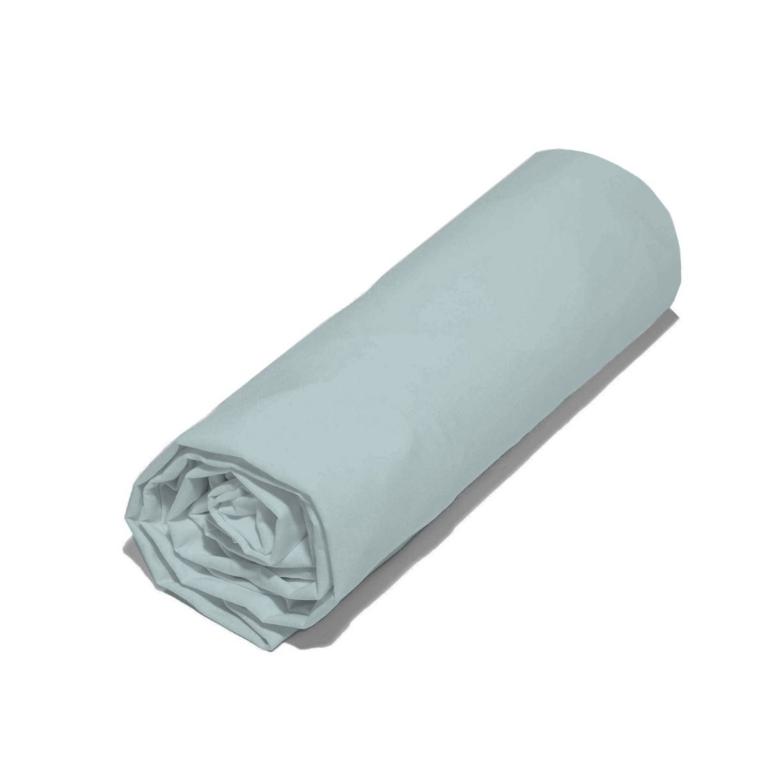 Drap housse 2 places coton bleu polaire 140x190 cm