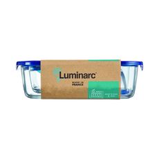 LUMINARC Lot de 3 boîtes en verre avec couvercle bleu foncé