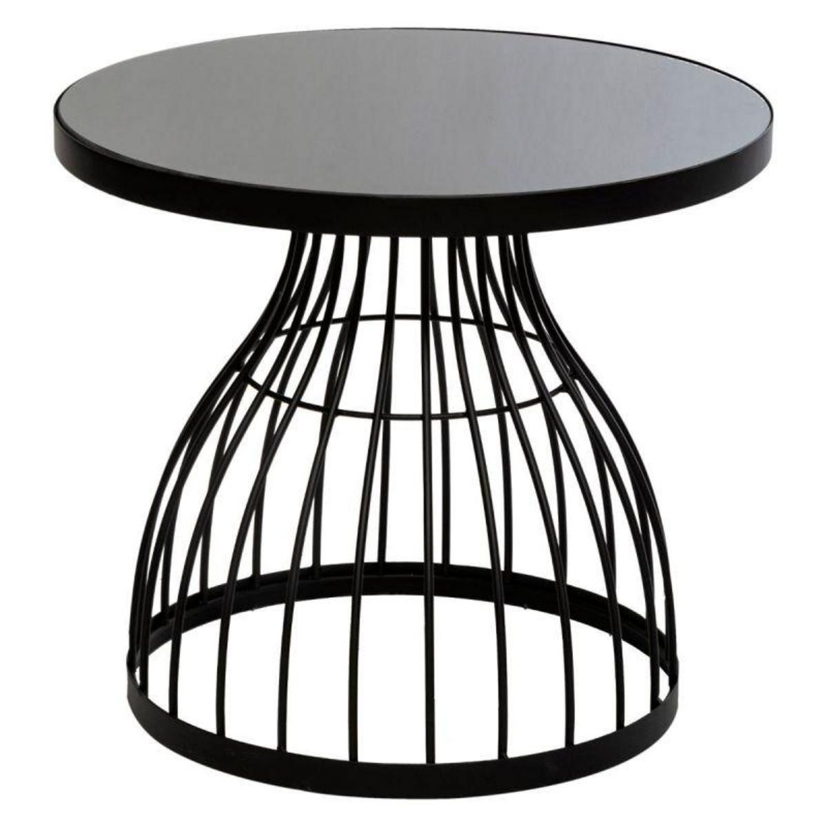  Table d'Appoint Design en Verre  Kushi  55cm Noir