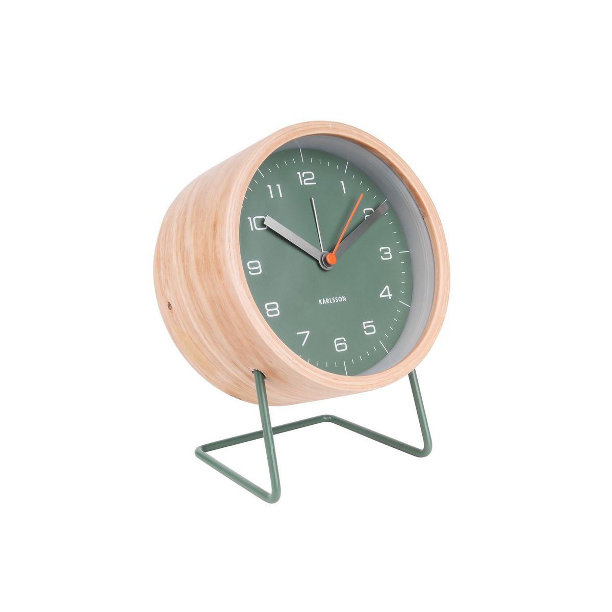 Karlsson Horloge réveil en bois Innate - Diam. 14 cm - Vert