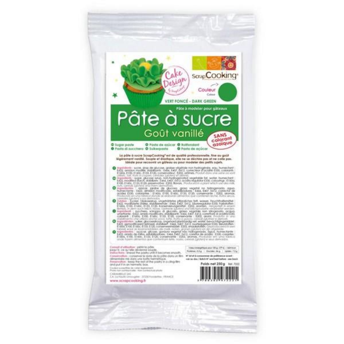 SCRAPCOOKING Pâte à sucre verte arôme vanille - 250 g pas cher