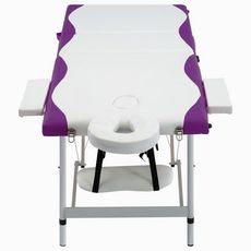 Table de massage pliable 3 zones Aluminium Blanc et violet