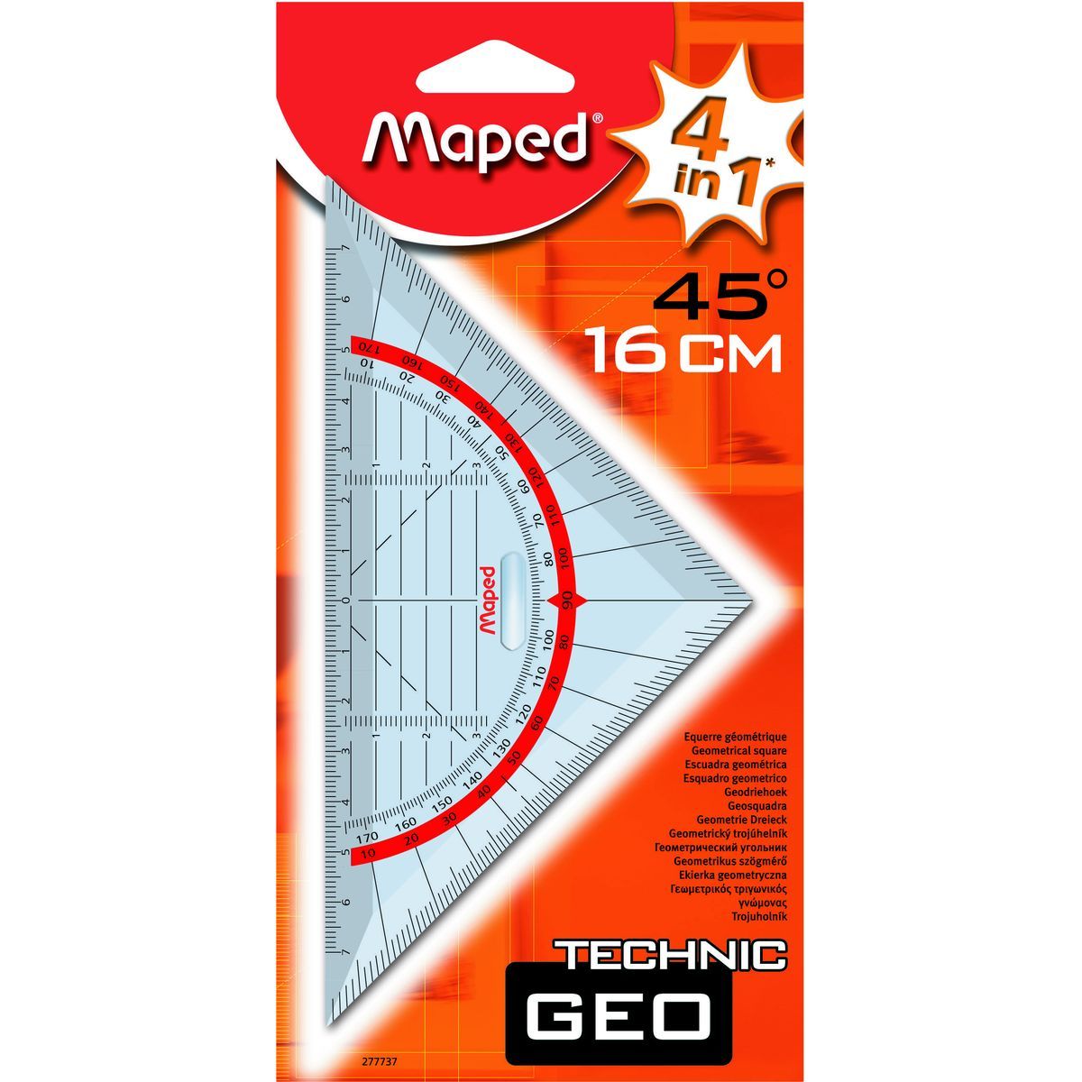 MAPED Equerre géométrique 4 en 1 Technic Geo 45° 16cm pas cher 