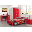 Lit 90x200 - Armoire 2 portes - Chevet 2 tiroirs et Bureau Le Mans Car Beds - Rouge