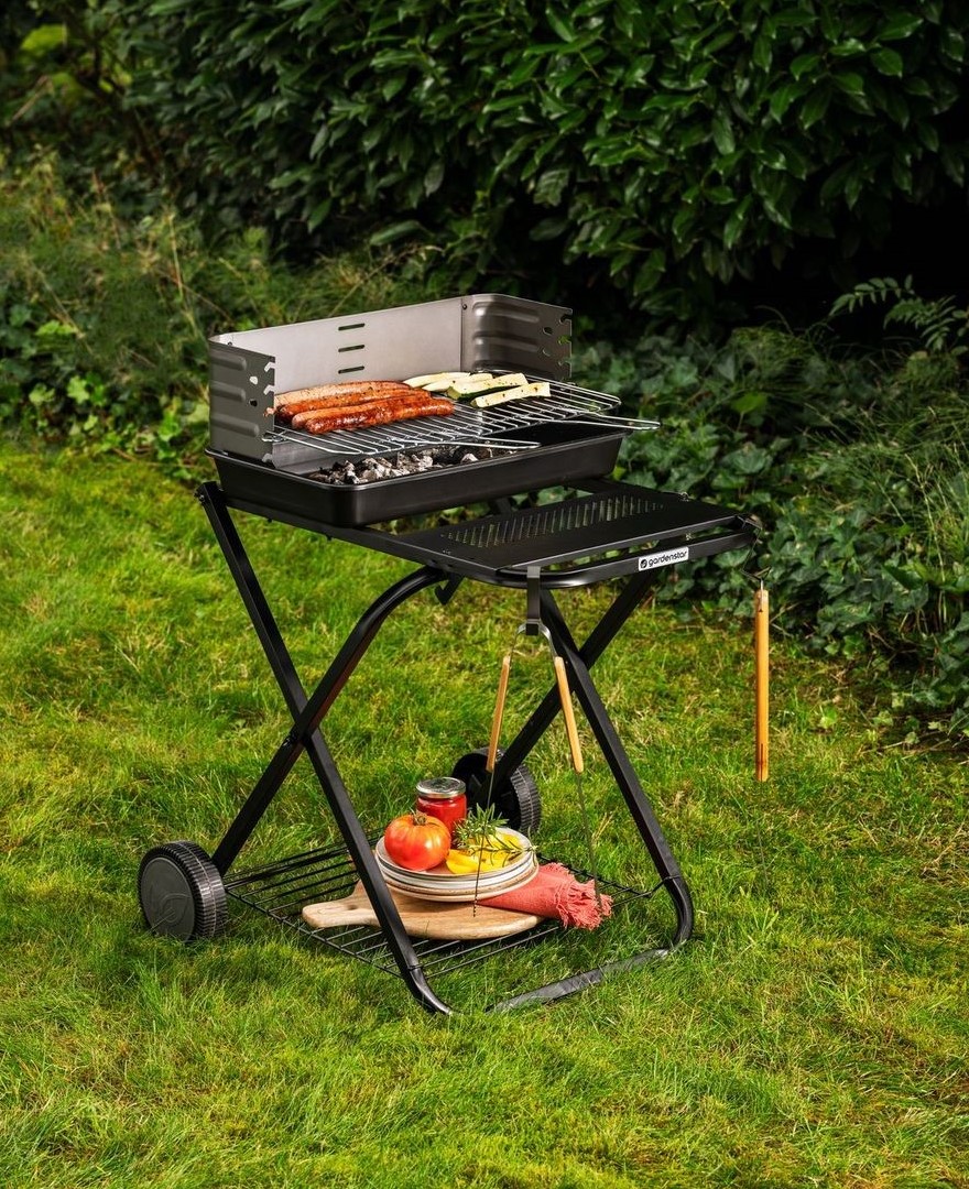 KZQ Griller Panier avec Poignée en Bois, Pliable Panier Grille