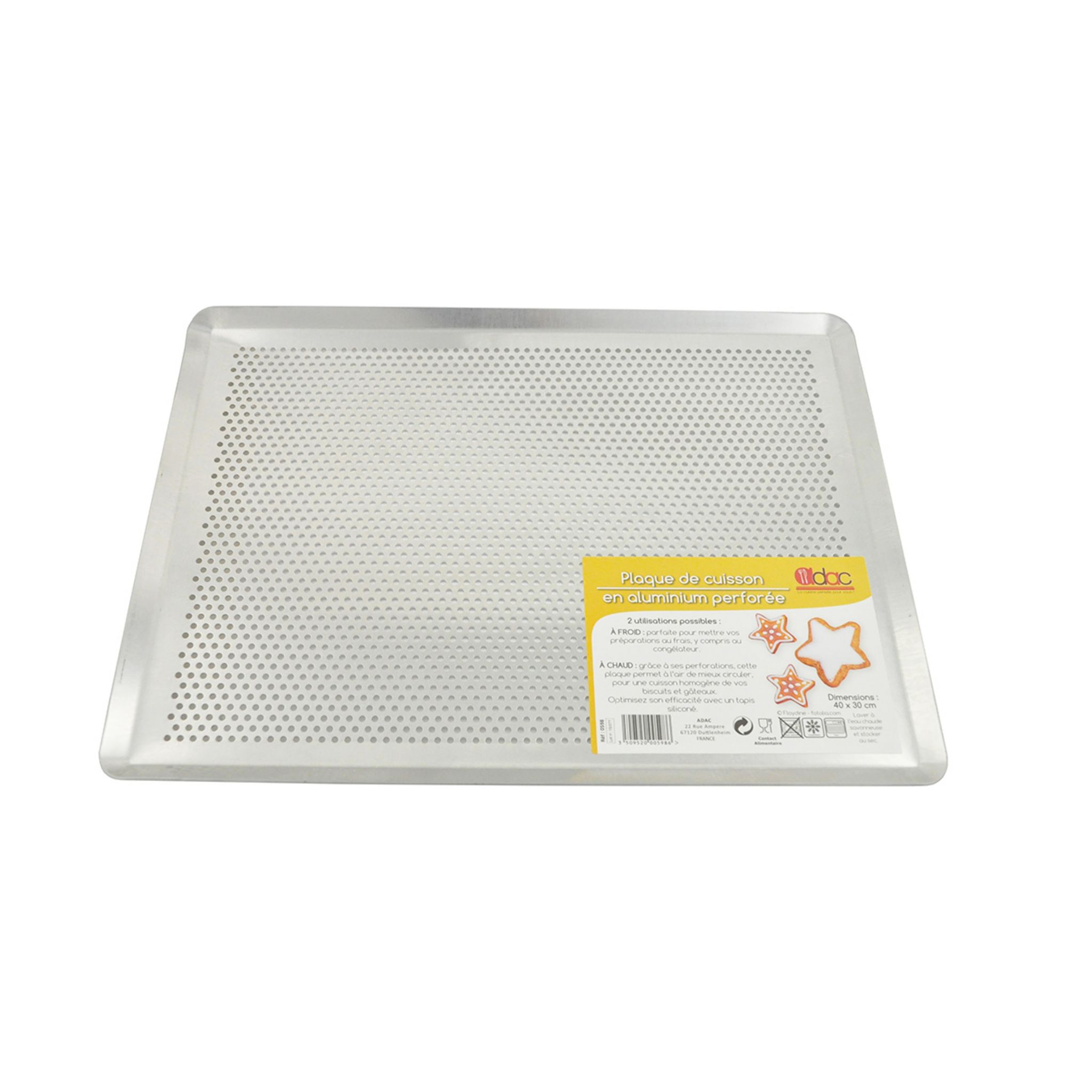 Plaque patisserie plate perforée aluminium 40 x 30 cm