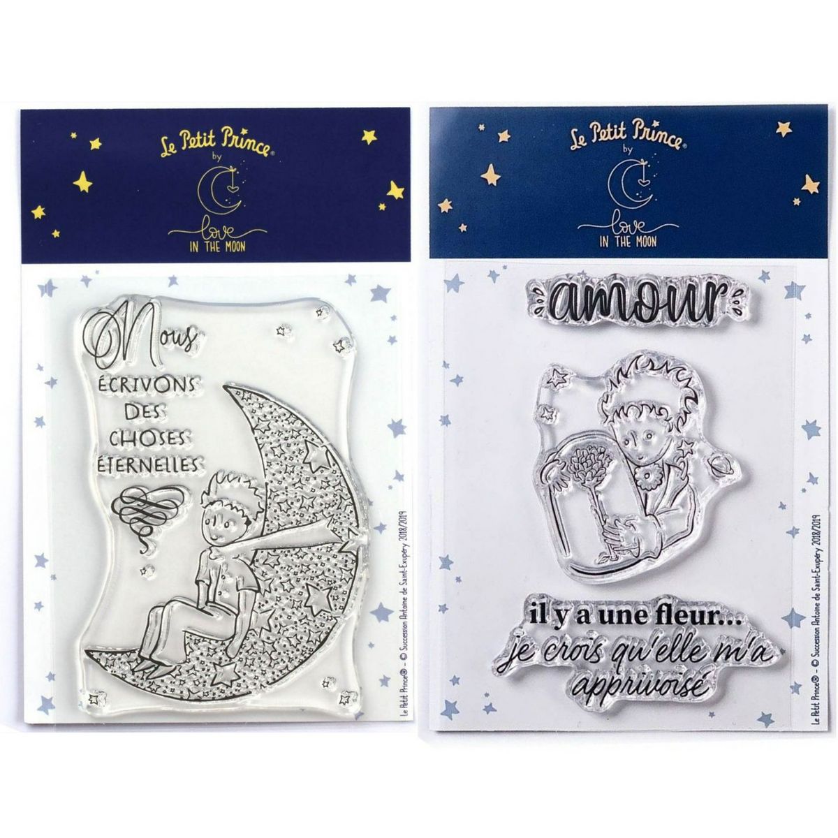 Youdoit 3 Tampons transparents Le Petit Prince Lune et Fleur