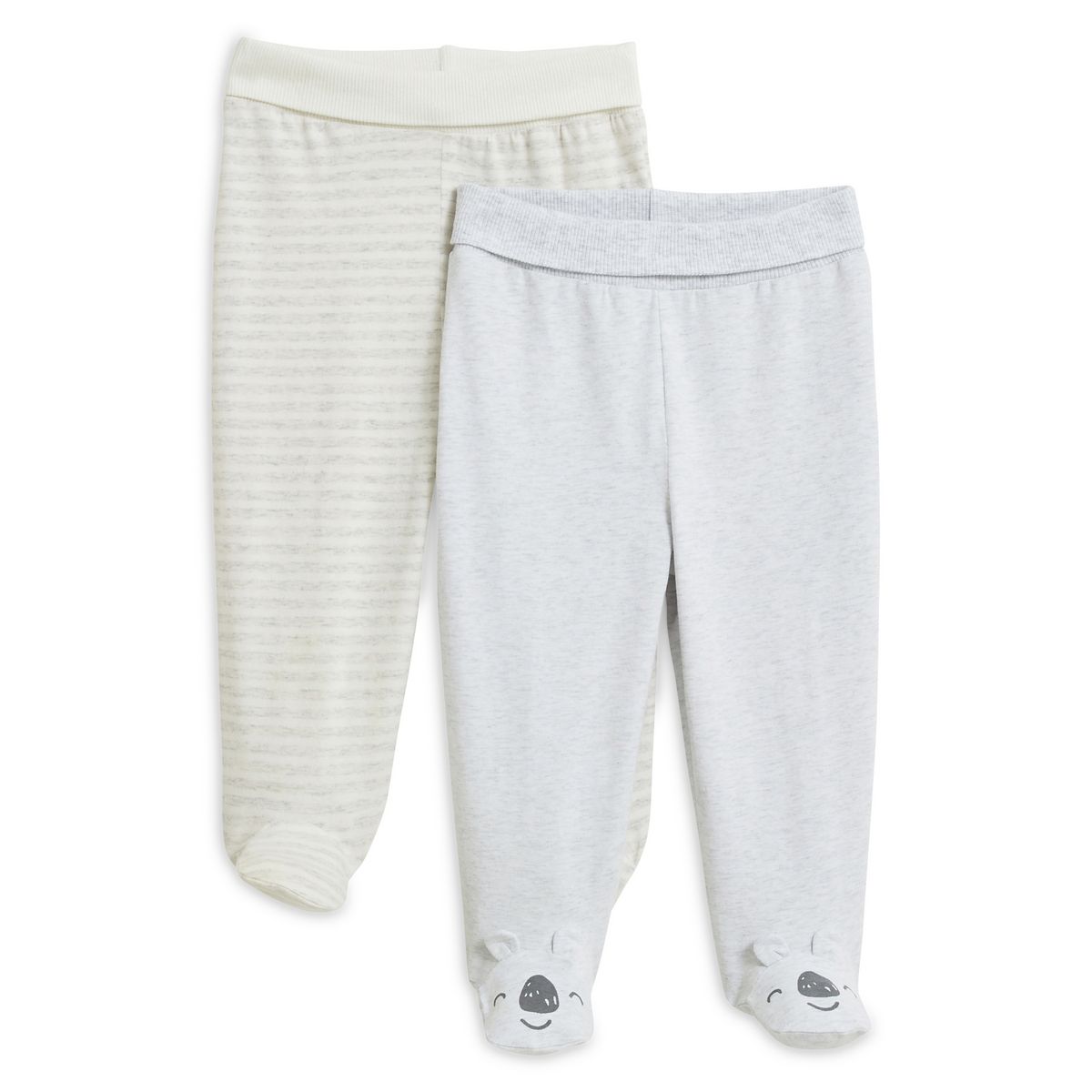 INEXTENSO Lot de 2 pantalons de naissance avec pieds bebe garcon pas cher Auchan