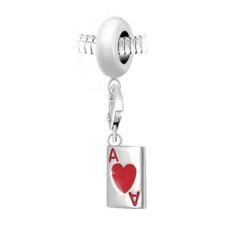 Charm perle SC Crystal en acier avec pendentif carte as de coeur