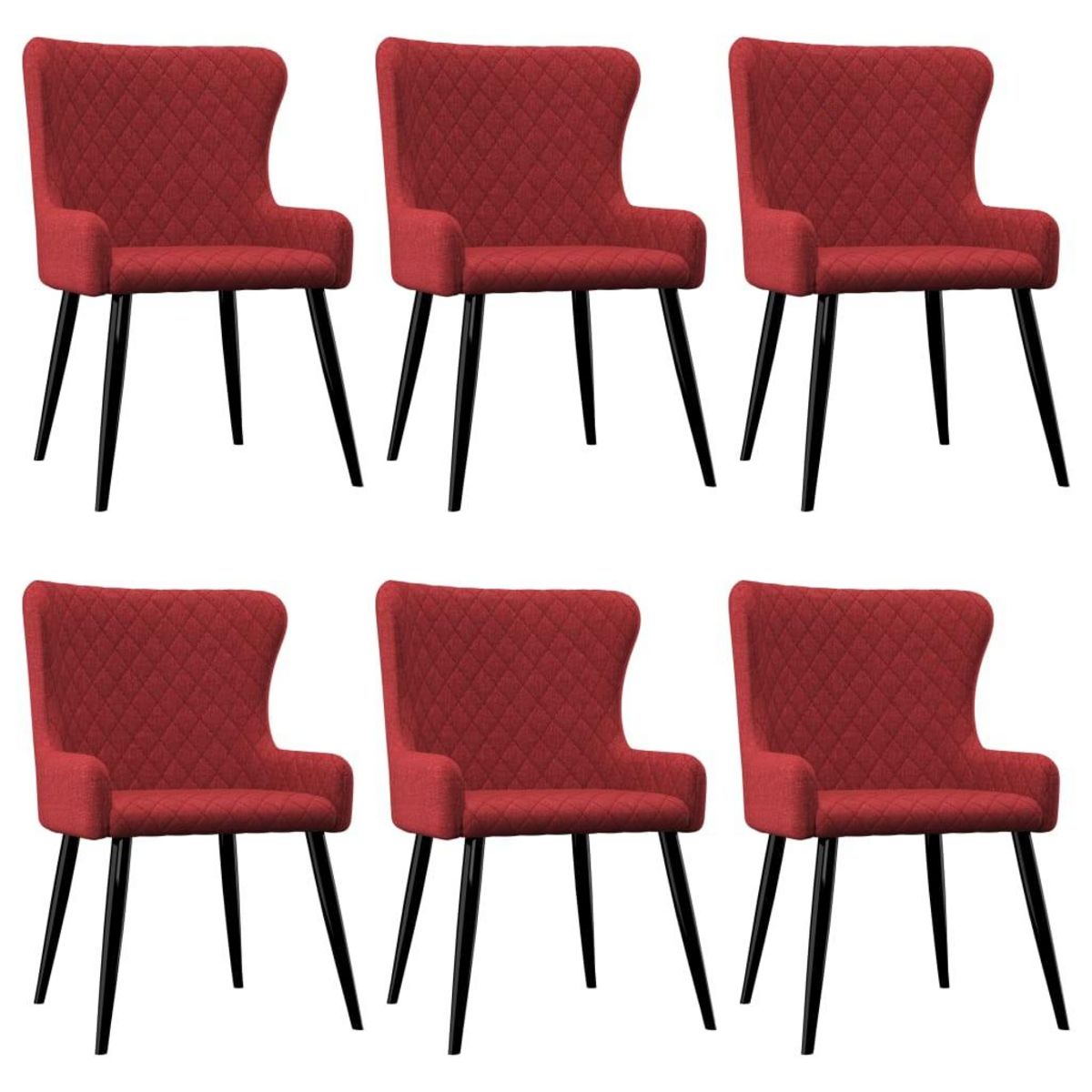 VIDAXL Chaises a manger lot de 6 bordeaux tissu