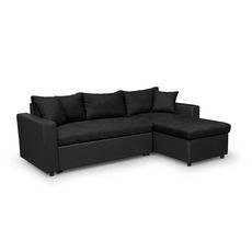  Canapé d'angle 3 places réversible et convertible MATHILDE coloris Gris / Blanc (noir)
