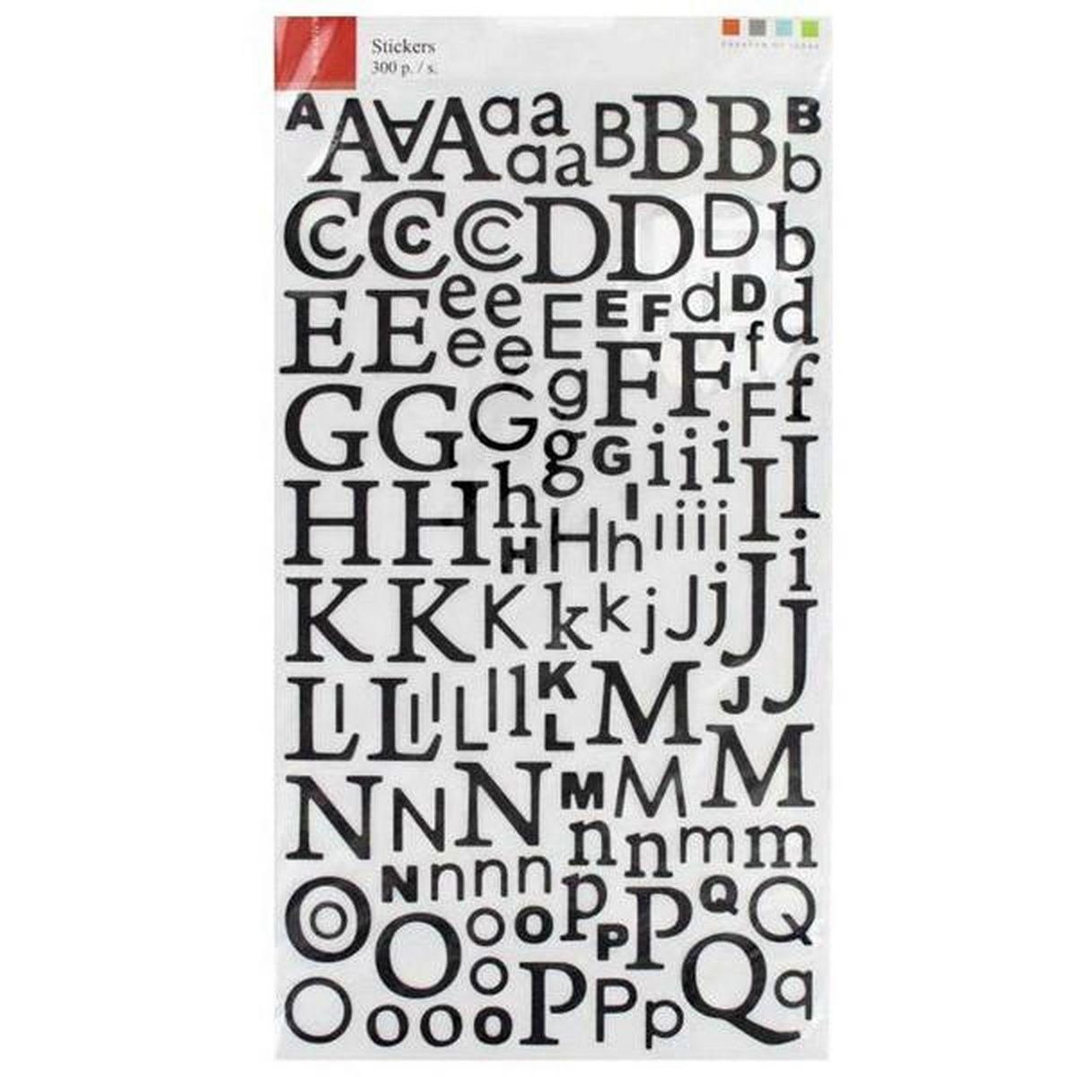 Artemio 2 alphabets autocollants paillettes noires