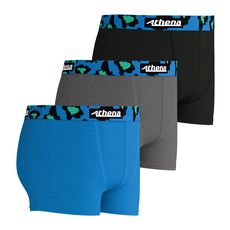 Athena Lot de 3 boxers garçon Color (Bleu / Gris)