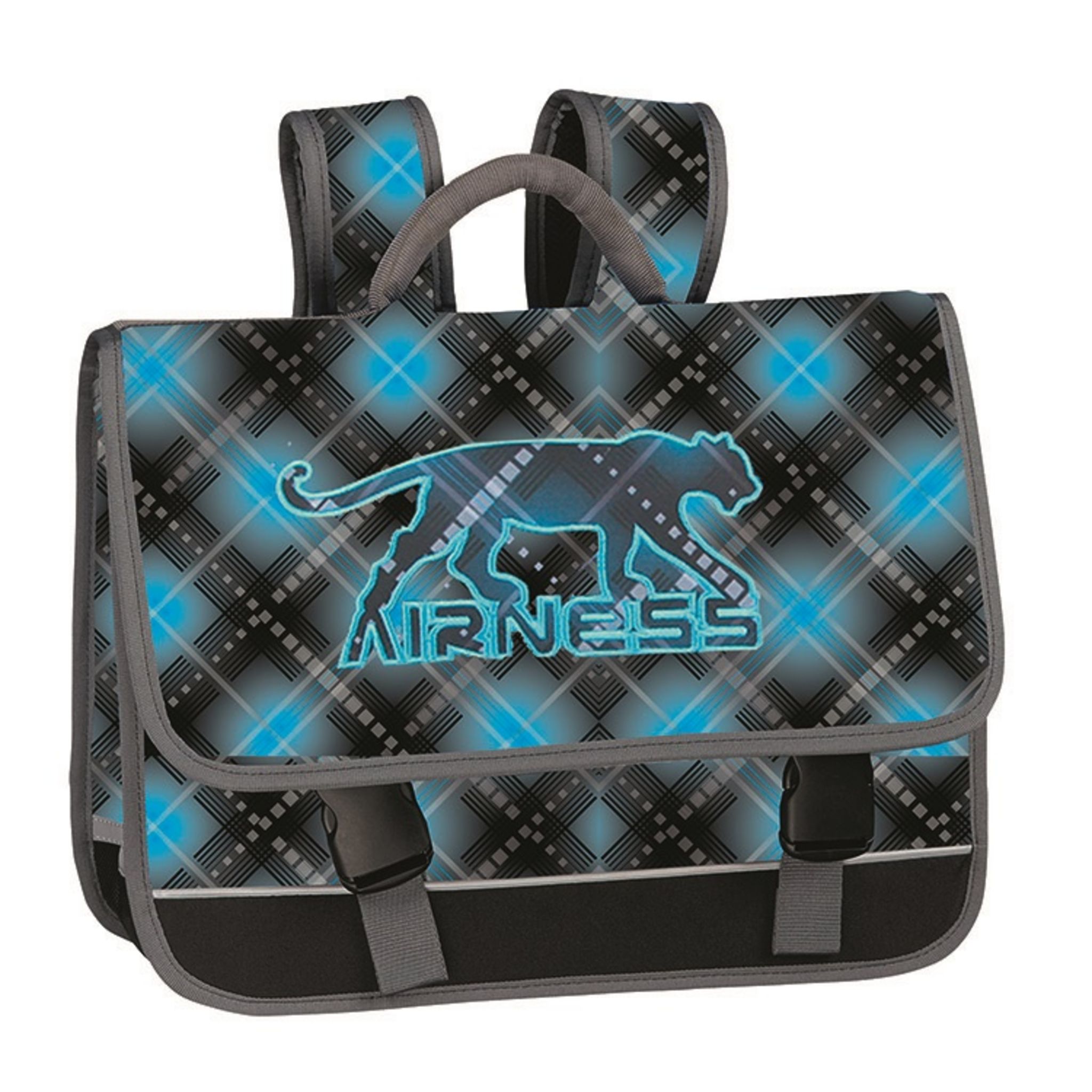 AIRNESS Cartable 41cm Airness Quadrillage bleu pas cher Auchan