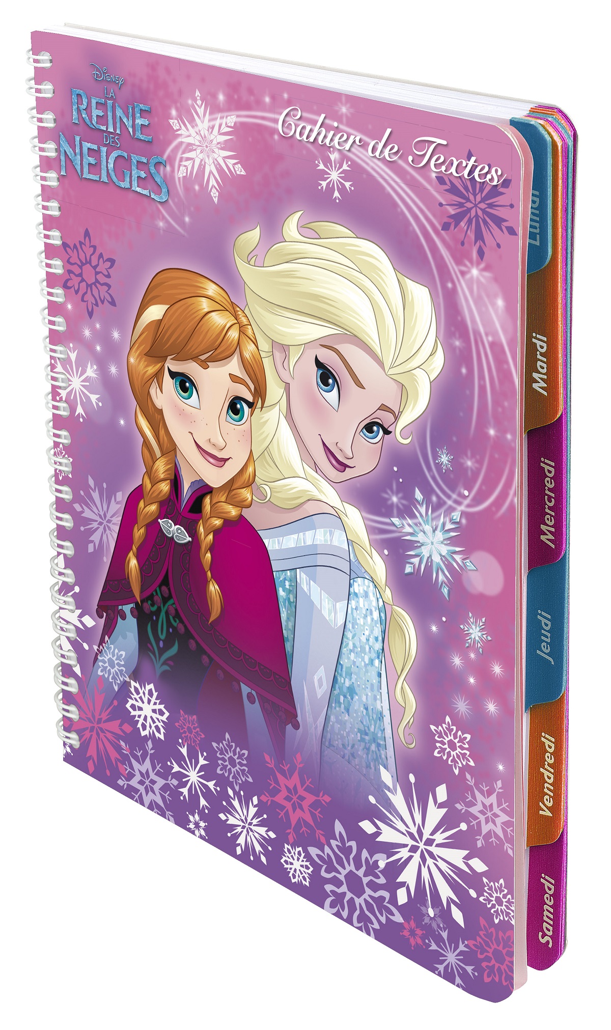 Cahier de texte à spirale fille 17x22cm 148 pages Reine des neiges Anna et  Elsa rose pas cher 