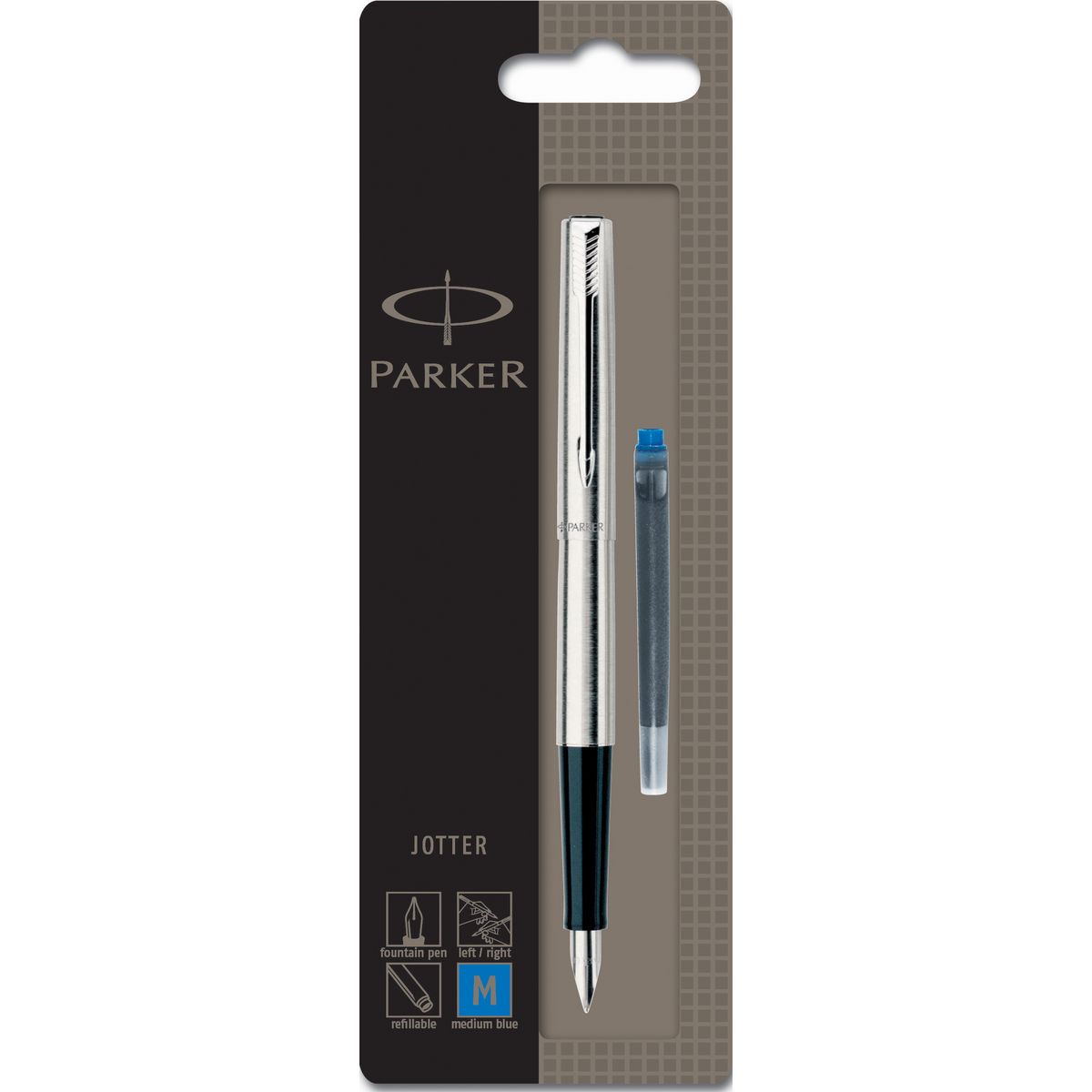 PARKER Stylo plume Jotter acier bleu pas cher 