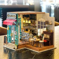 Robotime Kit miniature de bricolage Simon's Coffee avec lumiere LED