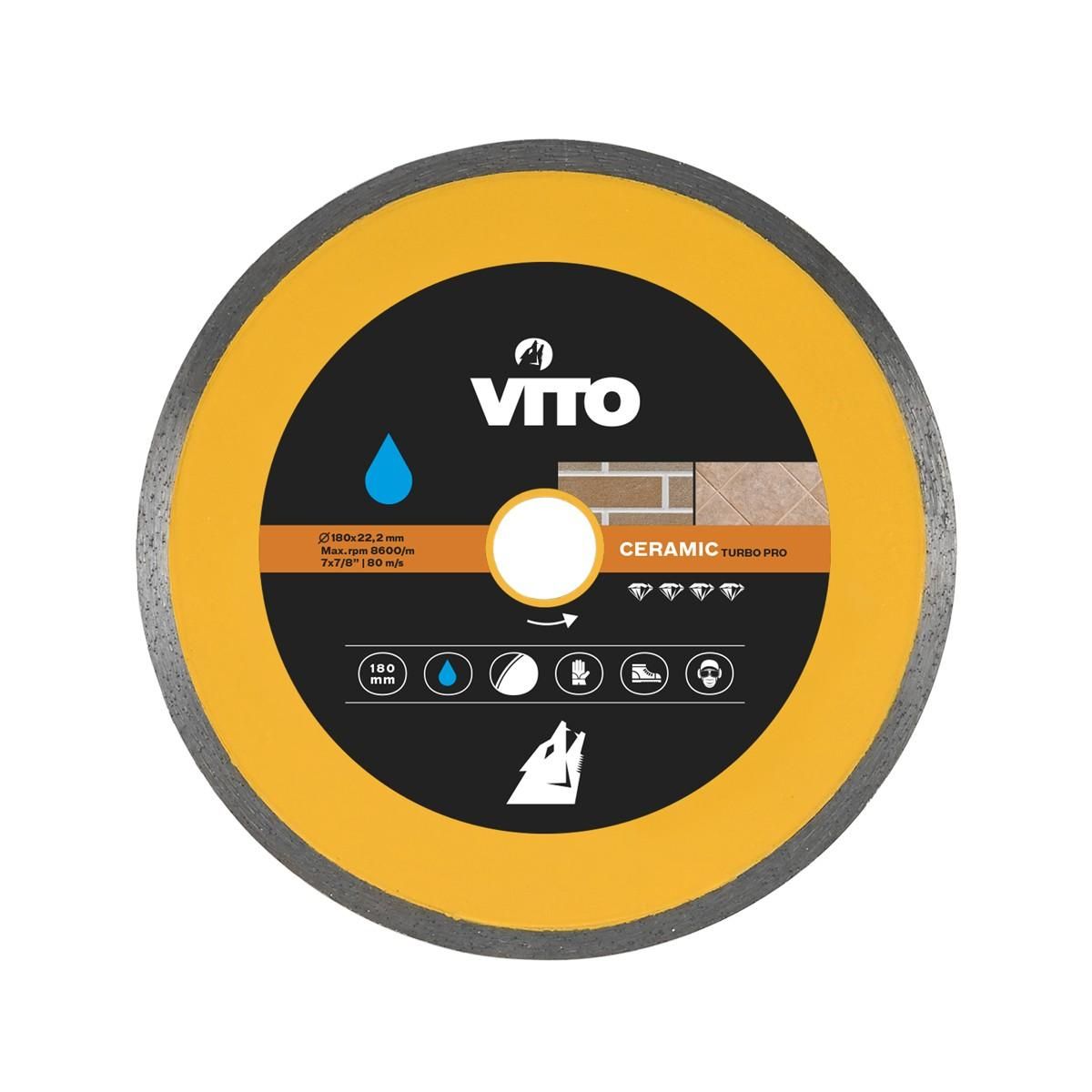 VITO Pro-Power Disque diamant Coupe à eau Diamètre 180 mm Alésage 22 mm  VITOPOWER