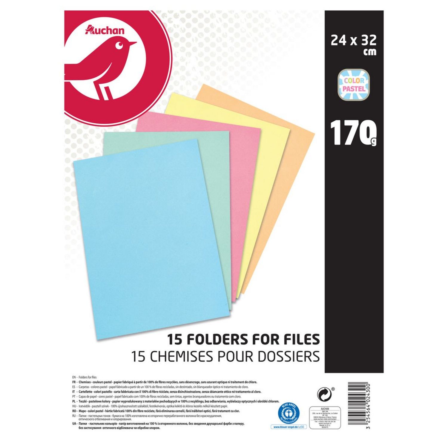 AUCHAN Lot de 30 sous-chemises 22x31cm coloris assortis pas cher 