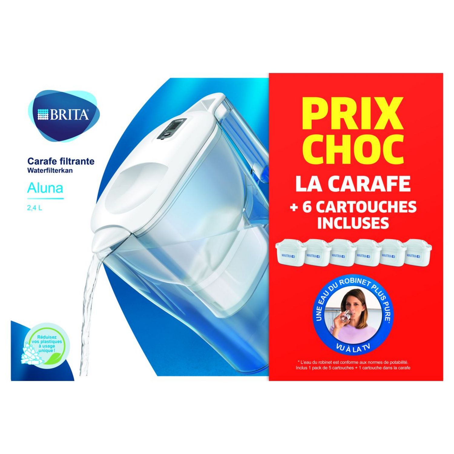 BRITA Carafe filtrante Style grise (2,4L) inclus 1 cartouche MAXTRA PR