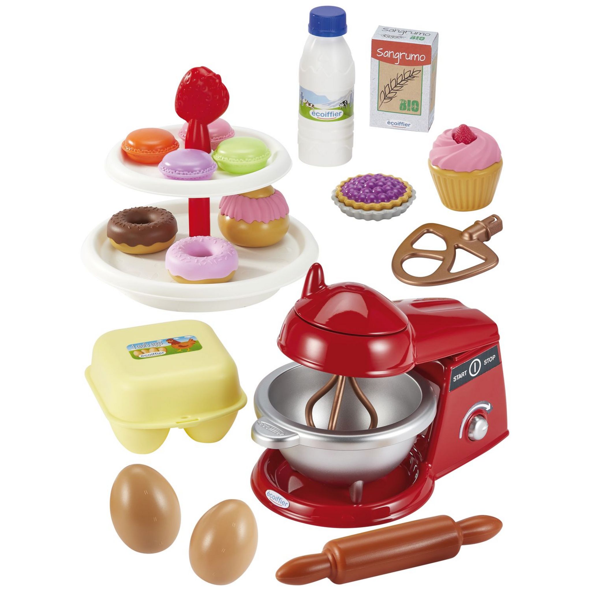 Jouets Ecoiffier – 2617 - Coffret Cuisine pour enfants 100 % Chef 3 étoiles  – Aliments et ustensiles de cuisine - 26 pièces – Dès 18 mois – Fabriqué