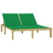Chaise longue double et coussins vert Bois de pin impregne