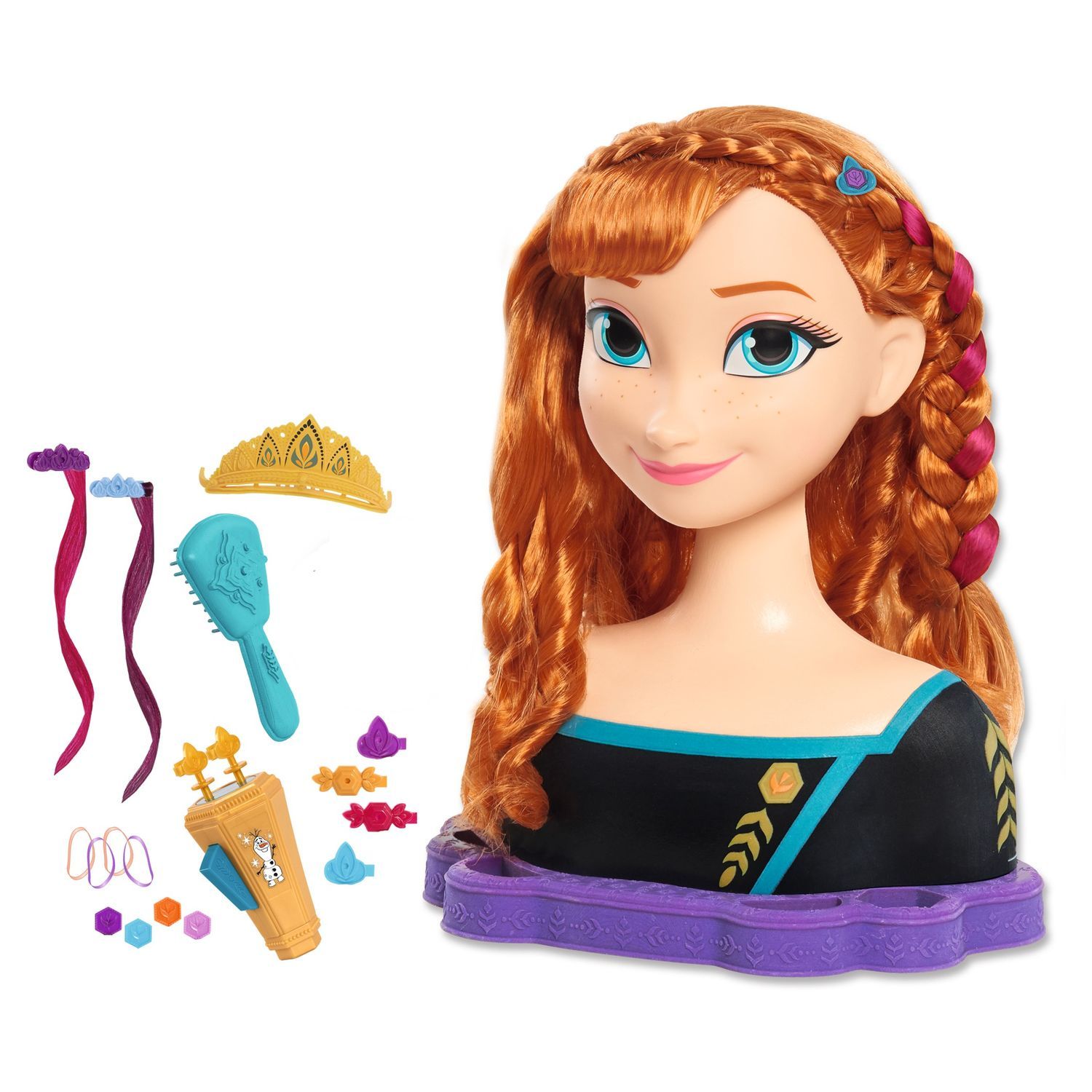 Tête à coiffer reine des neiges Anna + 14 accessoires, Poupée