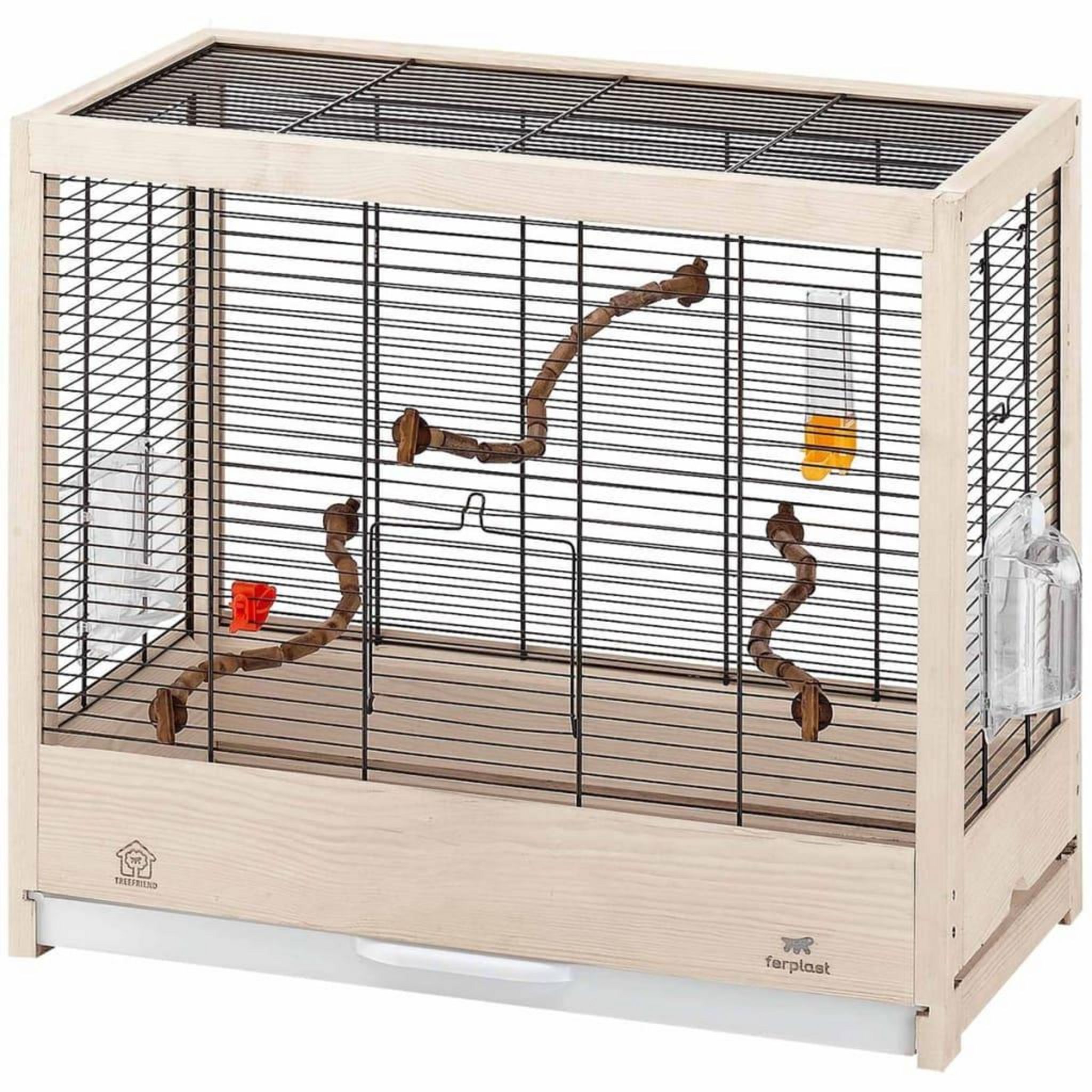PawHut Grande Volière Cage à Oiseaux avec Séparation Mangeoire