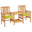 Chaises de jardin avec table a the et coussins Acacia solide
