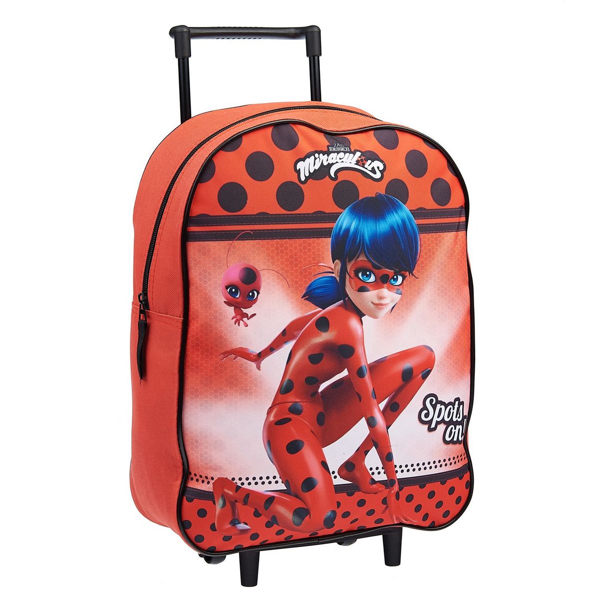 DISNEY Sac maternelle roulettes rouge MIRACULOUS pas cher