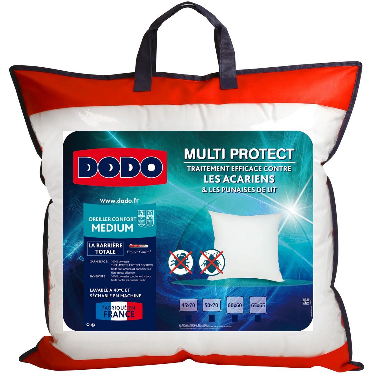 Oreiller ferme 60x60 cm DODO SANIPROTECT ANTI-ACARIENS - Oreiller et  traversin BUT