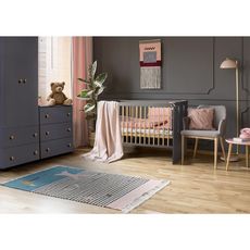 Chambre complète lit bébé 60x120 - commode à langer et armoire Littlesky by Klups Pauline - Gris