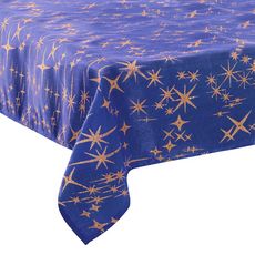 Nappe canevas 140x240 cm bleu nuit étoiles or