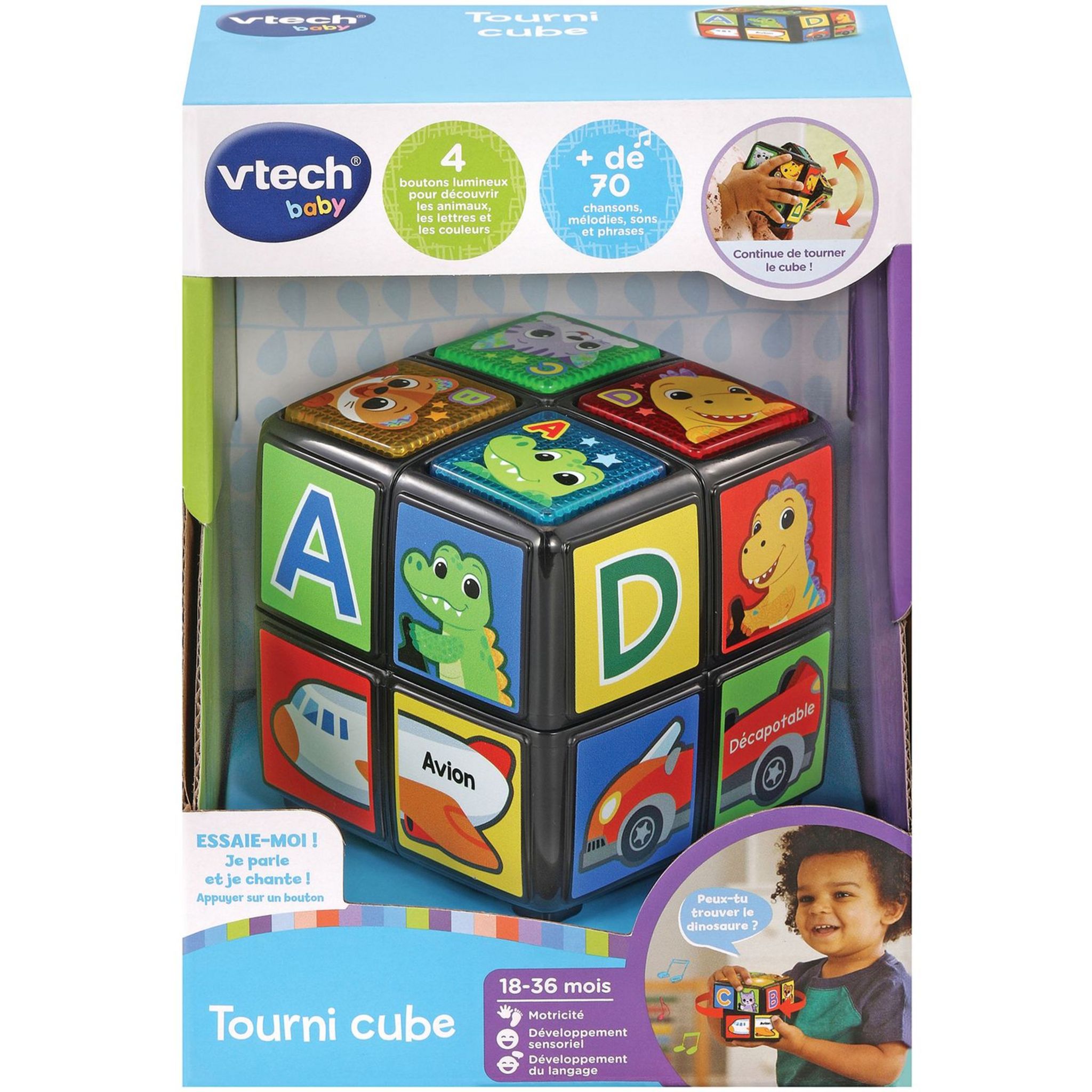VTech - Super Cube Des Découvertes – Cube d'Activités Bébé, Jouet d'Éveil –  9/36 Mois - Version FR : : Jeux et Jouets