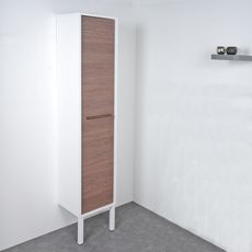 Colonne de salle de bain VARI 1 porte blanc/brun (Blanc/Brun)