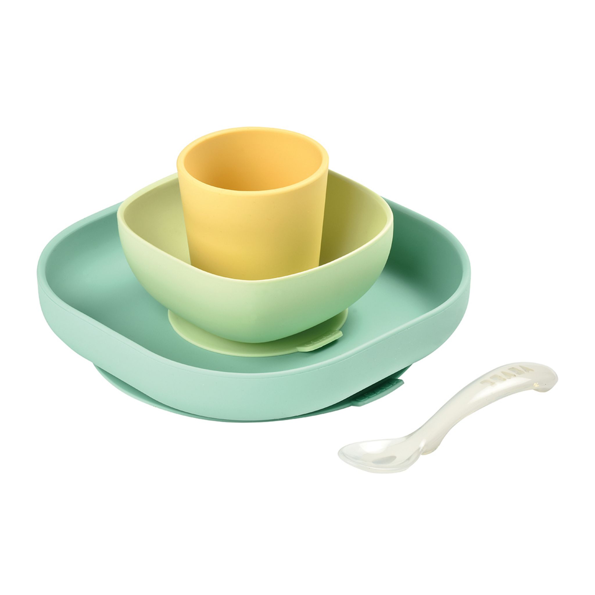 Couverts Bébé en Silicone Jaune