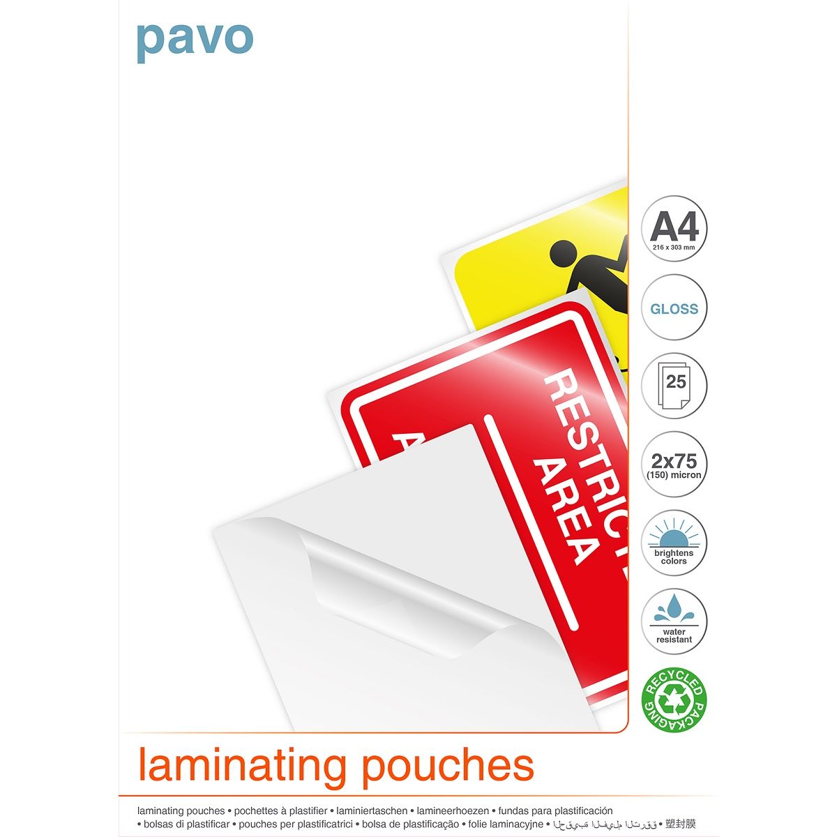PAVO Lot de 25 pochettes de plastification A4 pas cher 