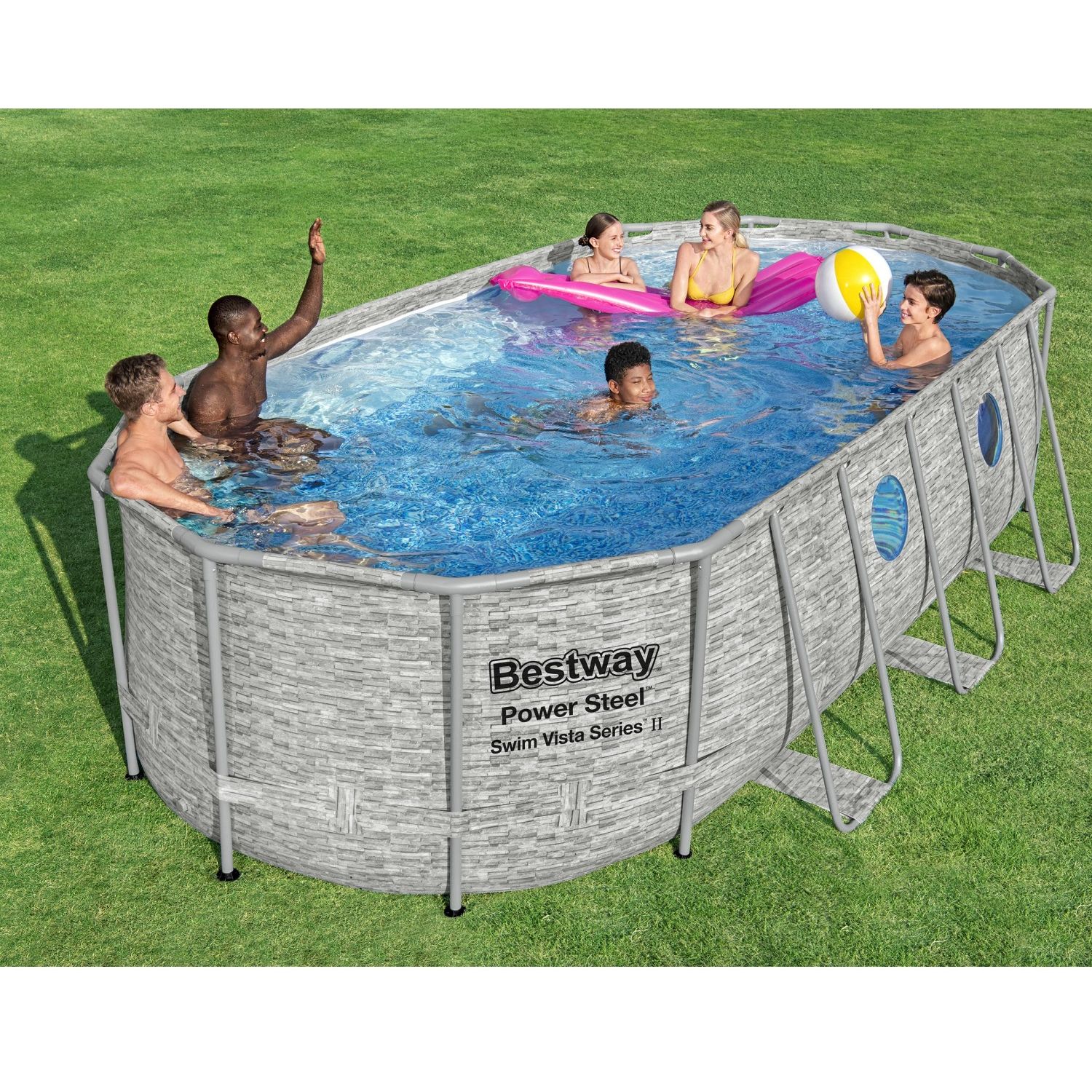 Piscine tubulaire Bestway Power Steel Rotin Gris 5,49 x 2,74 x 1,22 m