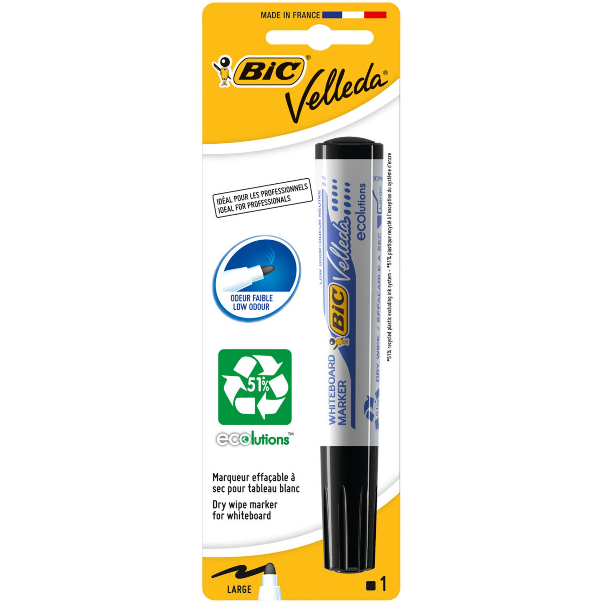 BIC Marqueur pour tableau blanc effaçable à sec pointe moyenne VELLEDA bleu  pas cher 