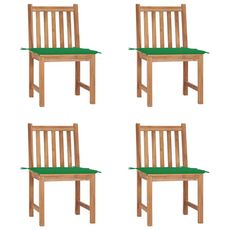 Chaises de jardin 4 pcs avec coussins Bois de teck massif