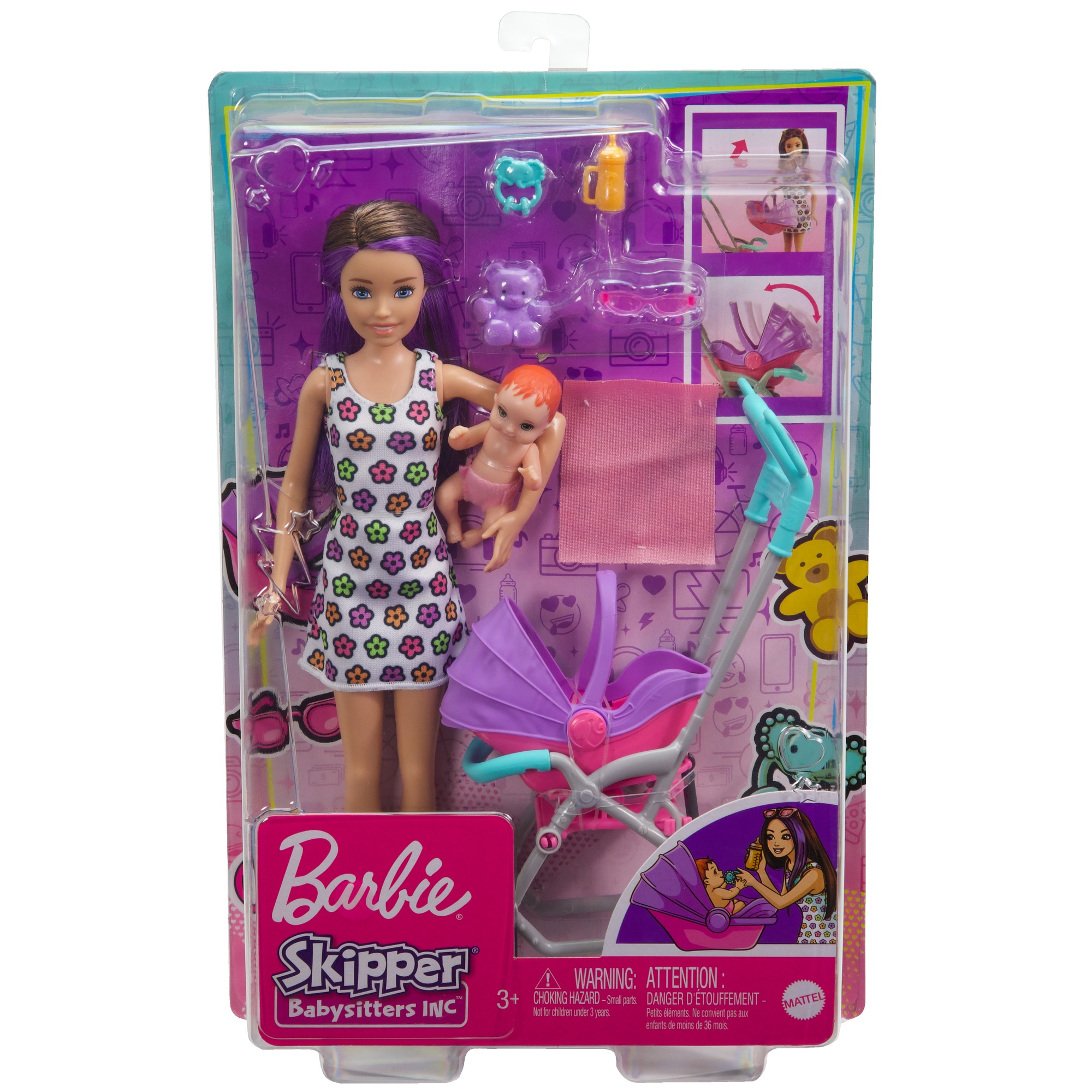 BARBIE Poup e Barbie Skipper balade en poussette pas cher Auchan