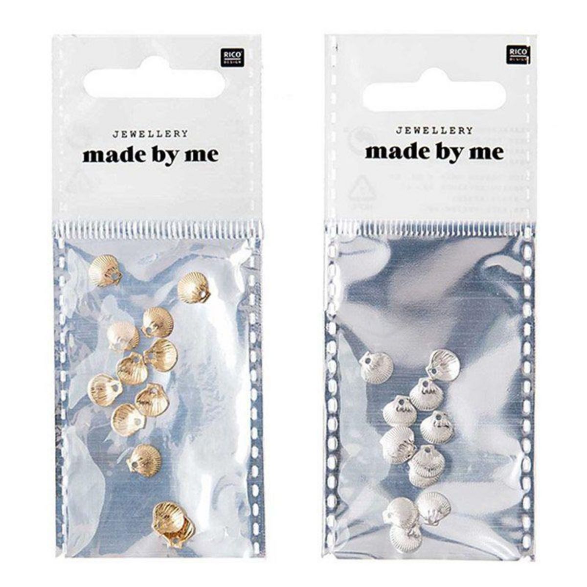 RICO DESIGN 24 perles mini coquillages pour bijoux - Doré & argenté