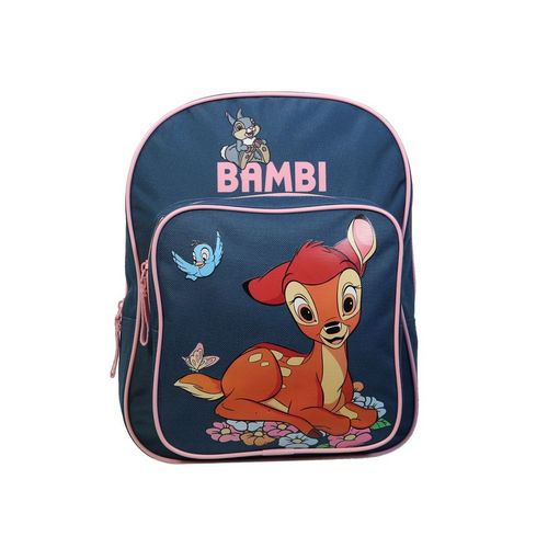 Sac maternelle bleu avec pochette avant Bambi